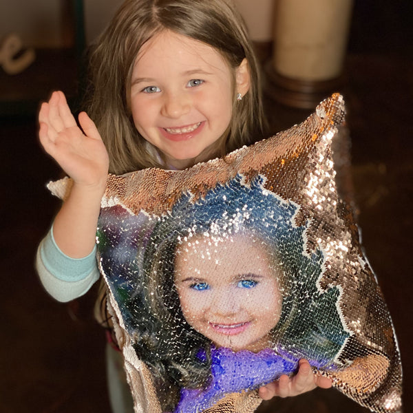 personalized sequin flip pillow